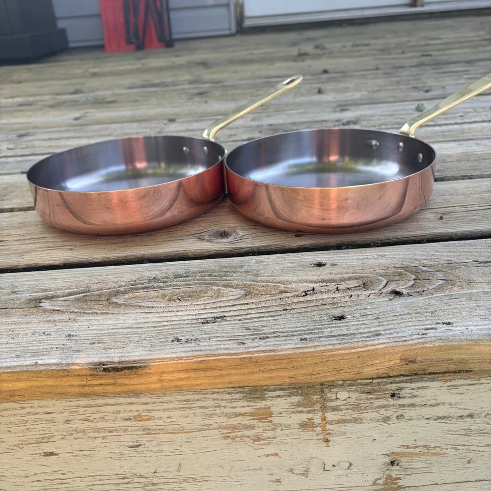 Castle Copper 90 Skillet Pan 8 Inch Made in Ireland Brass Handle Set of 2